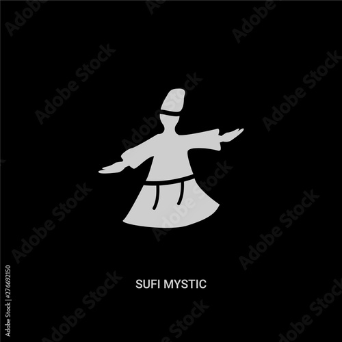 white sufi mystic vector icon on black background. modern flat sufi mystic from religion concept vector sign symbol can be use for web, mobile and logo.