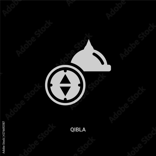 white qibla vector icon on black background. modern flat qibla from religion concept vector sign symbol can be use for web, mobile and logo.