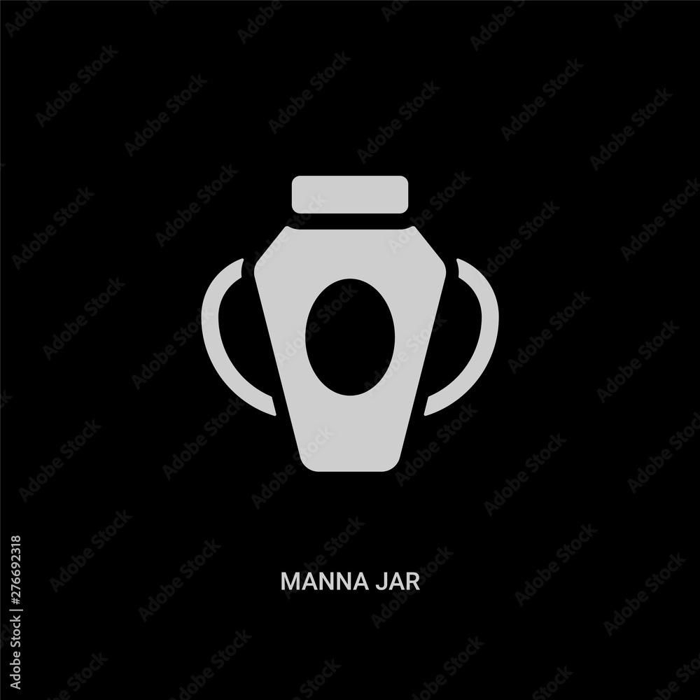 Obraz premium white manna jar vector icon on black background. modern flat manna jar from religion concept vector sign symbol can be use for web, mobile and logo.