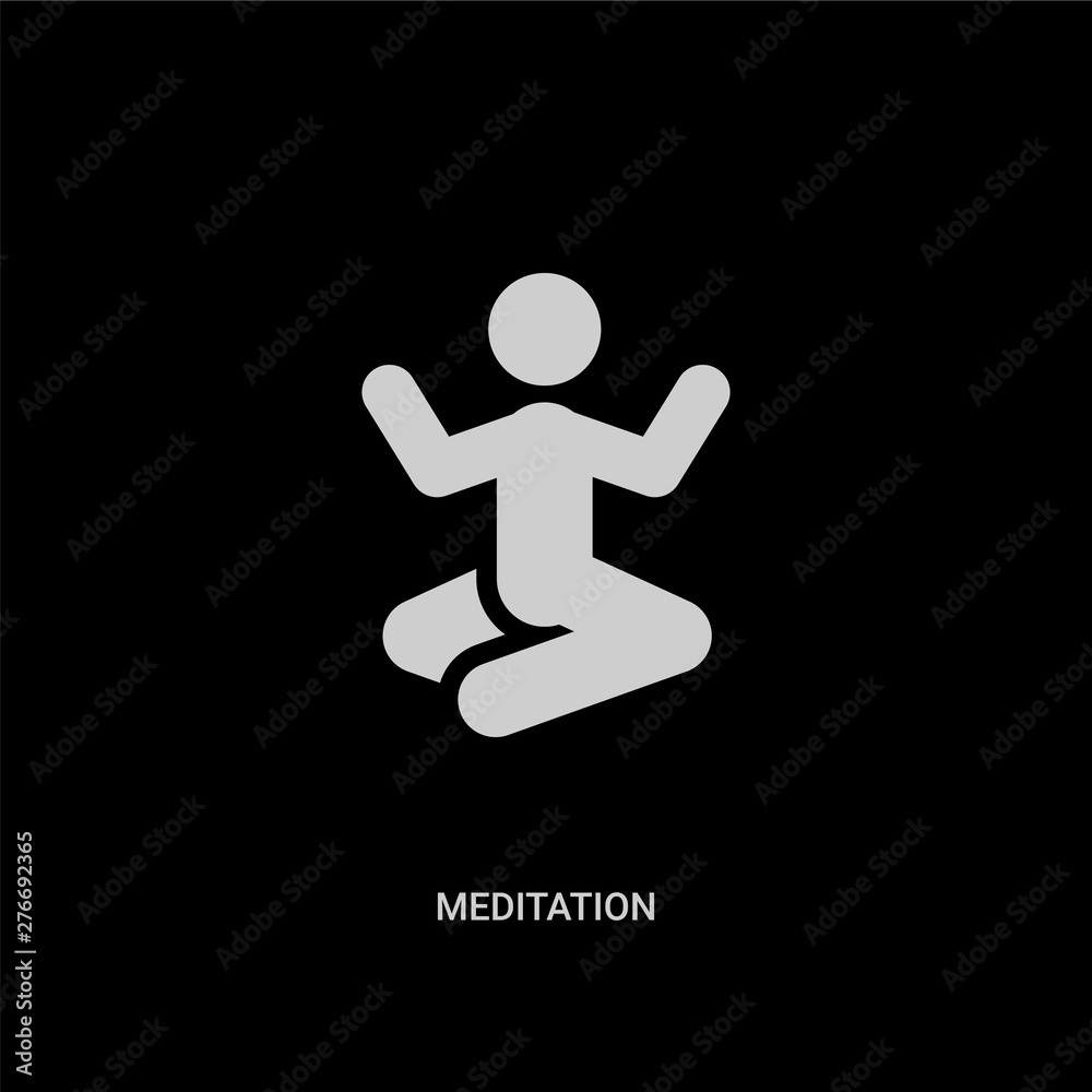 white meditation vector icon on black background. modern flat meditation from religion concept vector sign symbol can be use for web, mobile and logo.