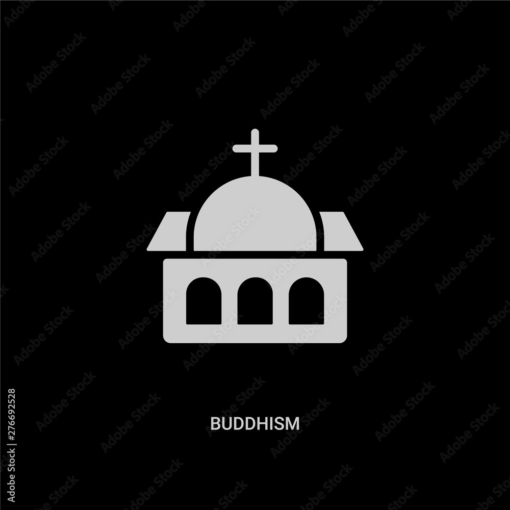 white buddhism vector icon on black background. modern flat buddhism from religion concept vector sign symbol can be use for web, mobile and logo.