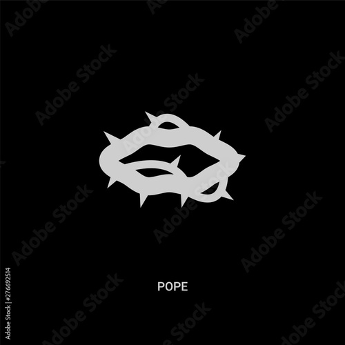 white pope vector icon on black background. modern flat pope from religion concept vector sign symbol can be use for web, mobile and logo.