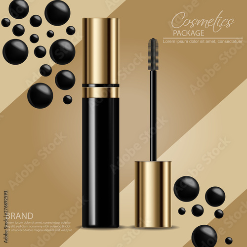 Mascara Vector realistic mock up. Product placement design. Advertise cosmeti...