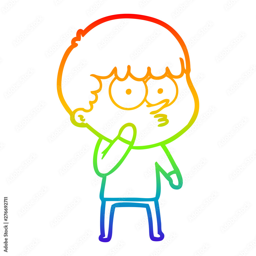 rainbow gradient line drawing cartoon curious boy rainbow gradient line drawing cartoon curious boy