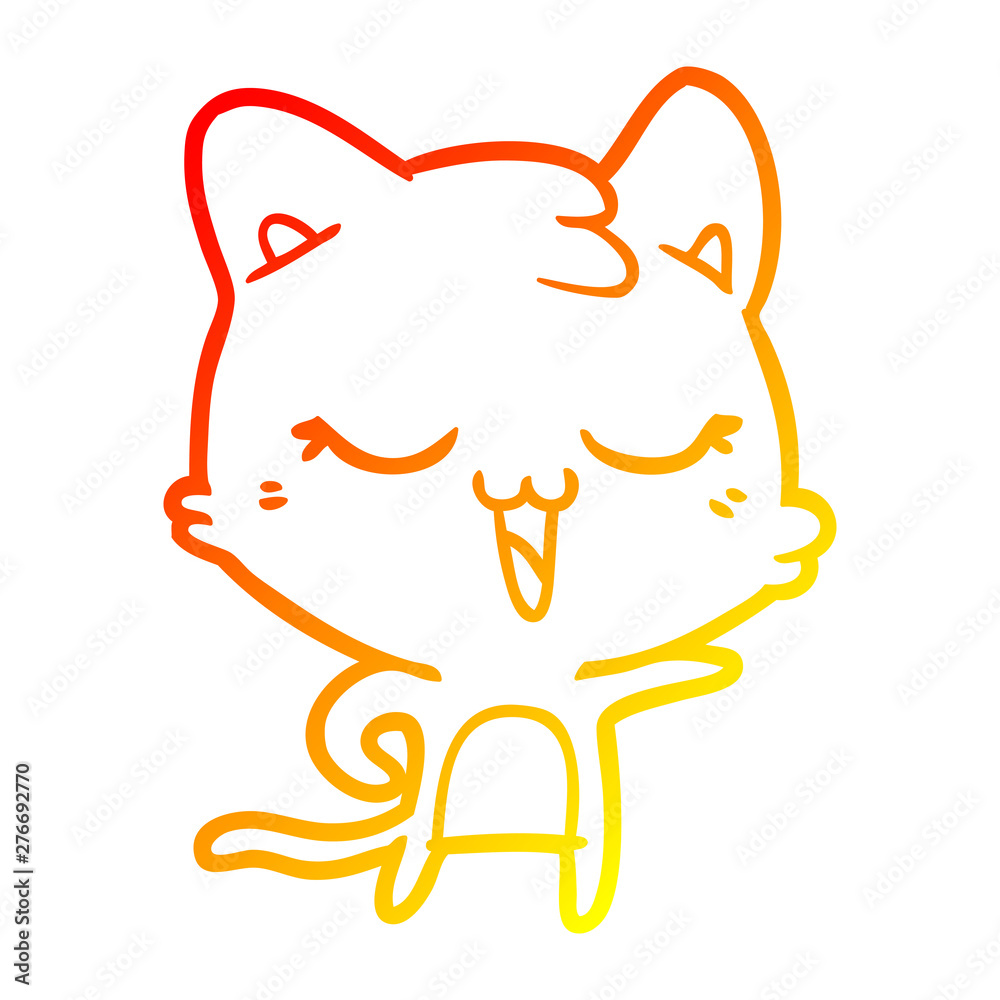 warm gradient line drawing happy cartoon cat warm gradient line drawing happy cartoon cat