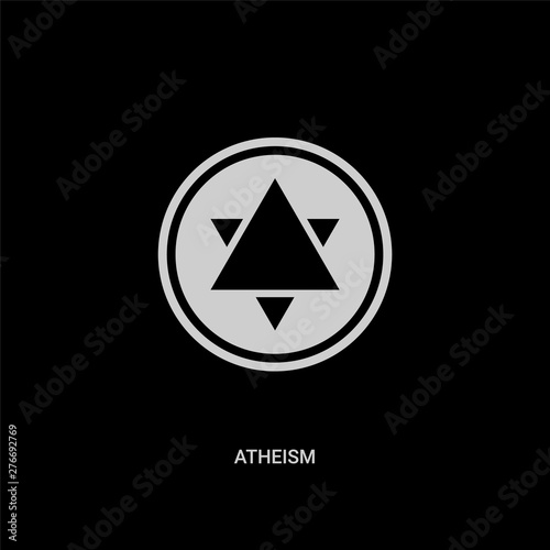 Free Download white atheism vector icon on black background. modern flat atheism from religion concept vector sign symbol can be use for web, mobile and logo. - GFXLoad