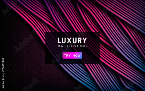 Purple, pink and blue gradient dynamic wave background. Luxury colorful mesh abstract overlap layer. 