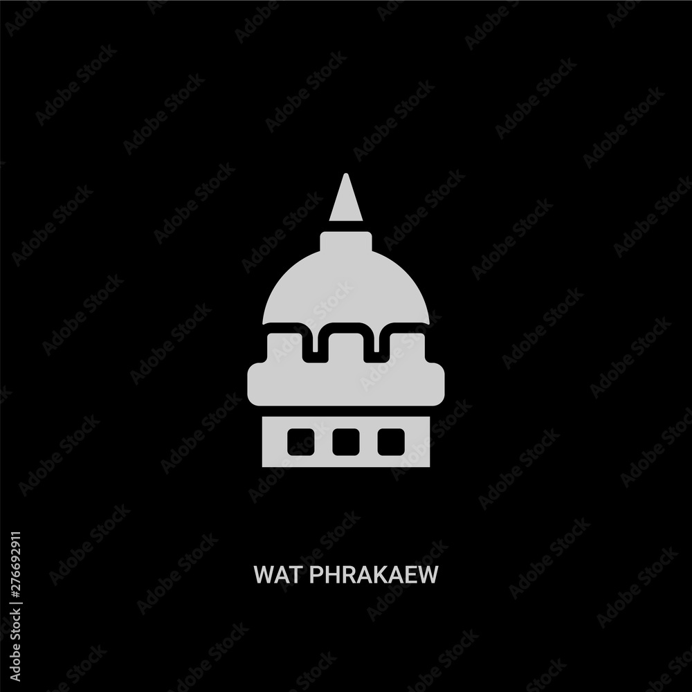 white wat phrakaew vector icon on black background. modern flat wat phrakaew from religion concept vector sign symbol can be use for web, mobile and logo.