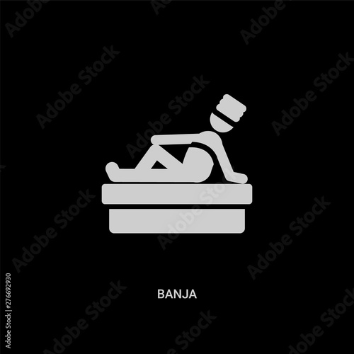 white banja vector icon on black background. modern flat banja from sauna concept vector sign symbol can be use for web, mobile and logo.