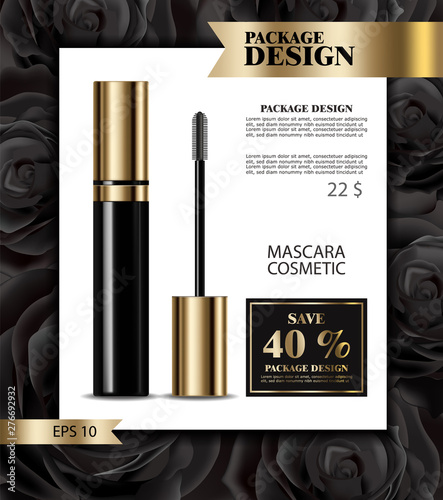 Mascara Vector realistic mock up. Product placement design. Advertise banner ...