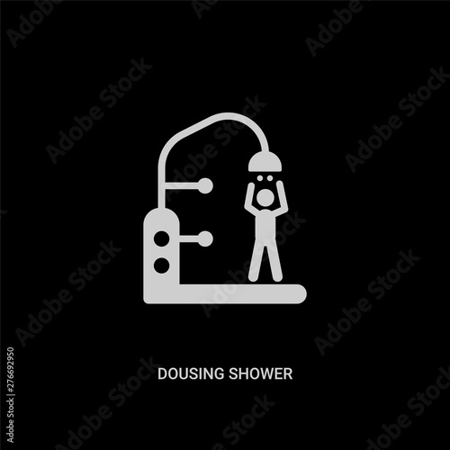 white dousing shower vector icon on black background. modern flat dousing shower from sauna concept vector sign symbol can be use for web, mobile and logo.