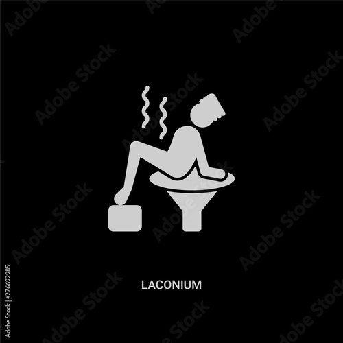 white laconium vector icon on black background. modern flat laconium from sauna concept vector sign symbol can be use for web, mobile and logo. photo