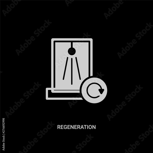 white regeneration vector icon on black background. modern flat regeneration from sauna concept vector sign symbol can be use for web, mobile and logo.