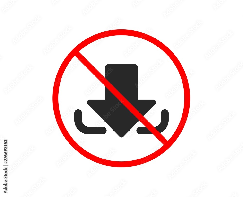 No or Stop. Download Arrow icon. Down arrowhead symbol. Direction or pointer sign. Prohibited ban stop symbol. No download icon. Vector No or Stop. Download Arrow icon. Down arrowhead symbol. Direction or pointer sign. Prohibited ban stop symbol. No download icon. Vector