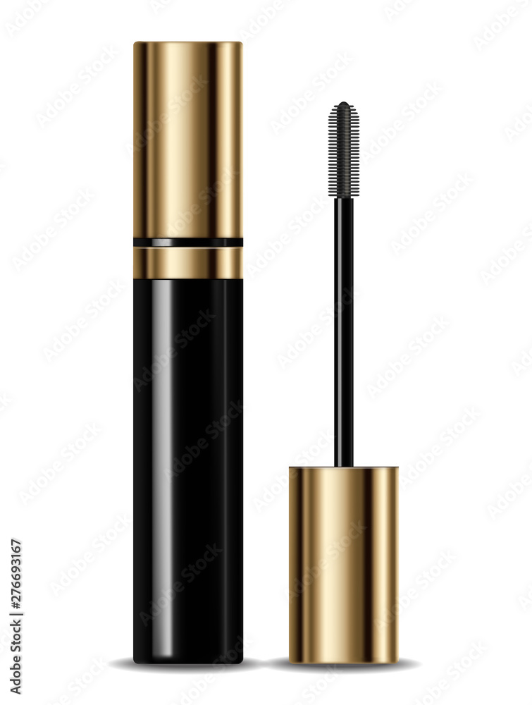 Obraz premium Mascara Vector realistic mock up. Product placement design. tube. 3d illustrations