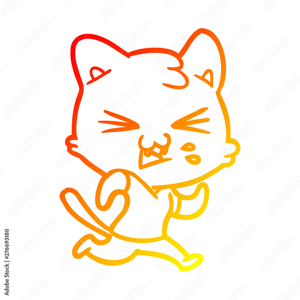 warm gradient line drawing cartoon cat hissing warm gradient line drawing cartoon cat hissing