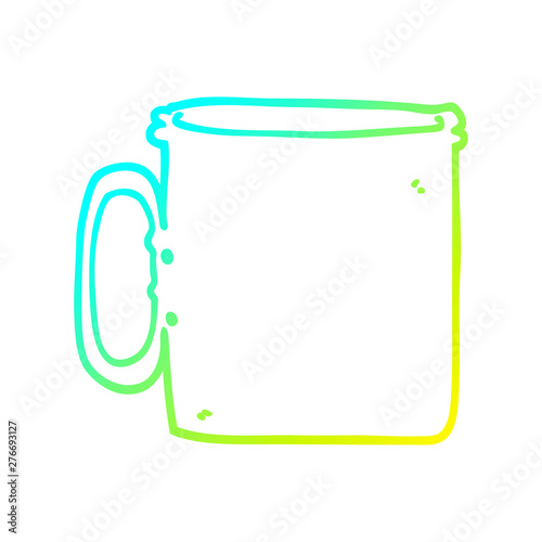 cold gradient line drawing cartoon camping cup of coffee