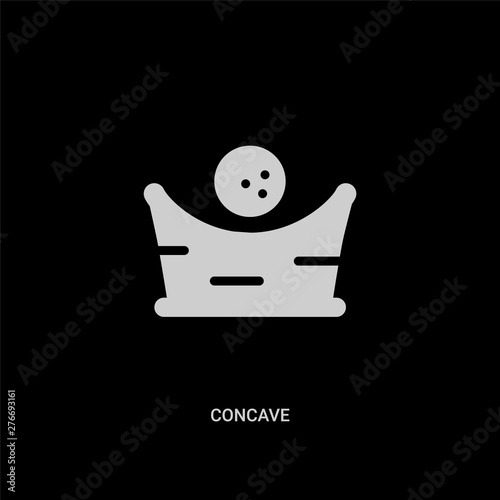white concave vector icon on black background. modern flat concave from science concept vector sign symbol can be use for web, mobile and logo.