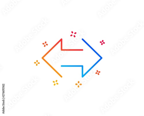 Sync arrows line icon. Communication Arrowheads symbol. Navigation pointer sign. Gradient design elements. Linear sync icon. Random shapes. Vector