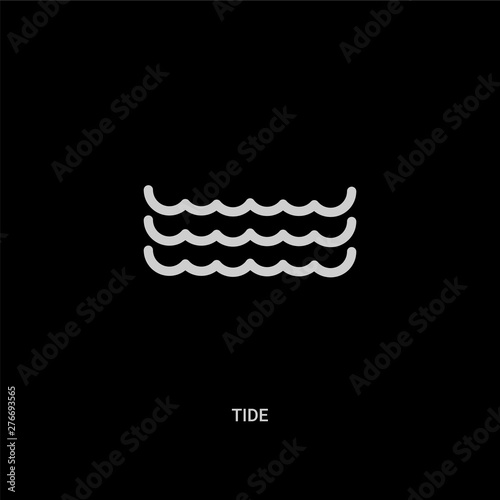 white tide vector icon on black background. modern flat tide from season concept vector sign symbol can be use for web, mobile and logo.