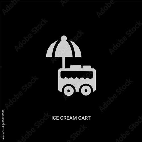 white ice cream cart vector icon on black background. modern flat ice cream cart from season concept vector sign symbol can be use for web, mobile and logo. photo