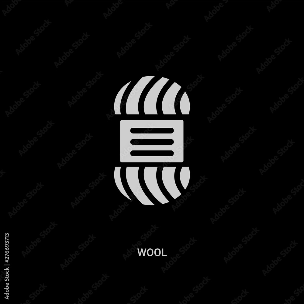 white wool vector icon on black background. modern flat wool from sew concept vector sign symbol can be use for web, mobile and logo.