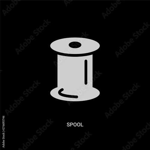 white spool vector icon on black background. modern flat spool from sew concept vector sign symbol can be use for web, mobile and logo.