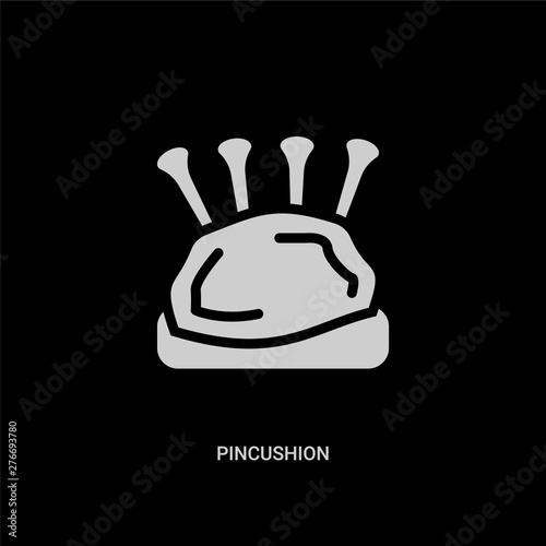 white pincushion vector icon on black background. modern flat pincushion from sew concept vector sign symbol can be use for web, mobile and logo.