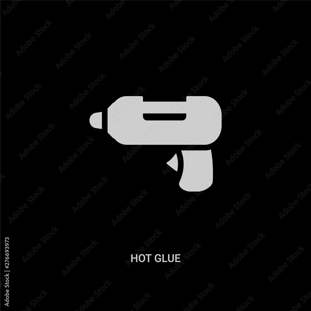 white hot glue vector icon on black background. modern flat hot glue from sew concept vector sign symbol can be use for web, mobile and logo. white hot glue vector icon on black background. modern flat hot glue from sew concept vector sign symbol can be use for web, mobile and logo.