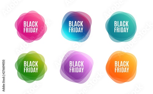 Blur shapes. Black Friday Sale. Special offer price sign. Advertising Discounts symbol. Color gradient sale banners. Market tags. Vector