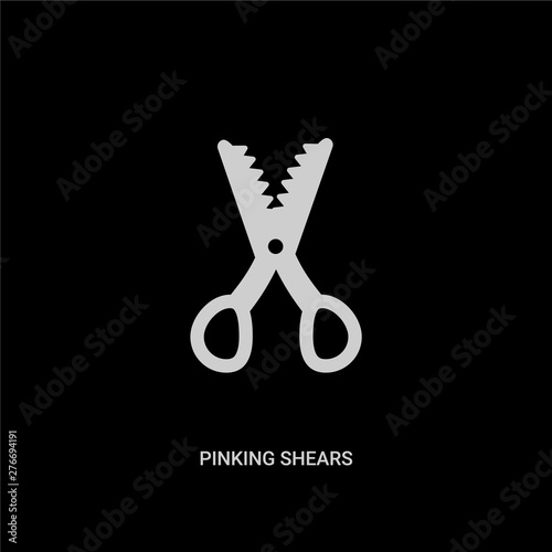 white pinking shears vector icon on black background. modern flat pinking shears from sew concept vector sign symbol can be use for web, mobile and logo.