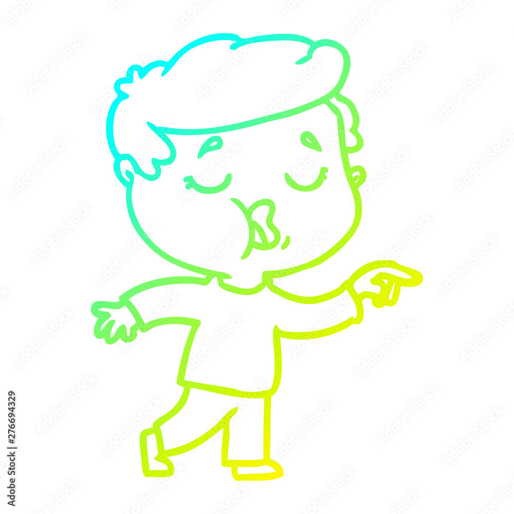 cold gradient line drawing cartoon man talking