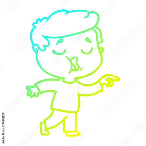 cold gradient line drawing cartoon man talking