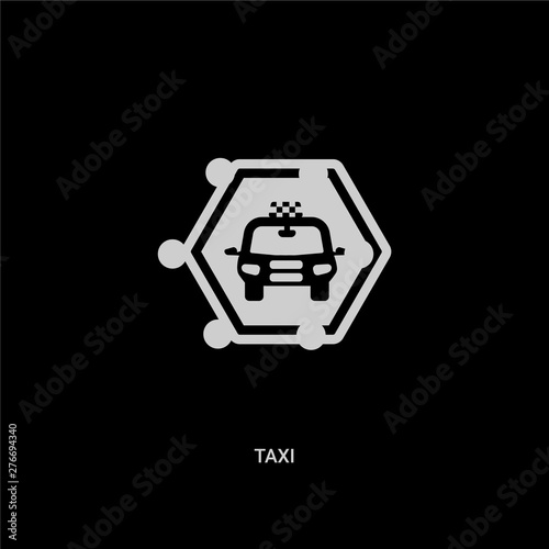 white taxi vector icon on black background. modern flat taxi from signs concept vector sign symbol can be use for web, mobile and logo.