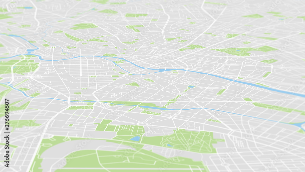 Obraz premium Widok z lotu ptaka Mapa miasta Berlin, kolorowy plan szczegółowy, perspektywa siatki urbanistycznej