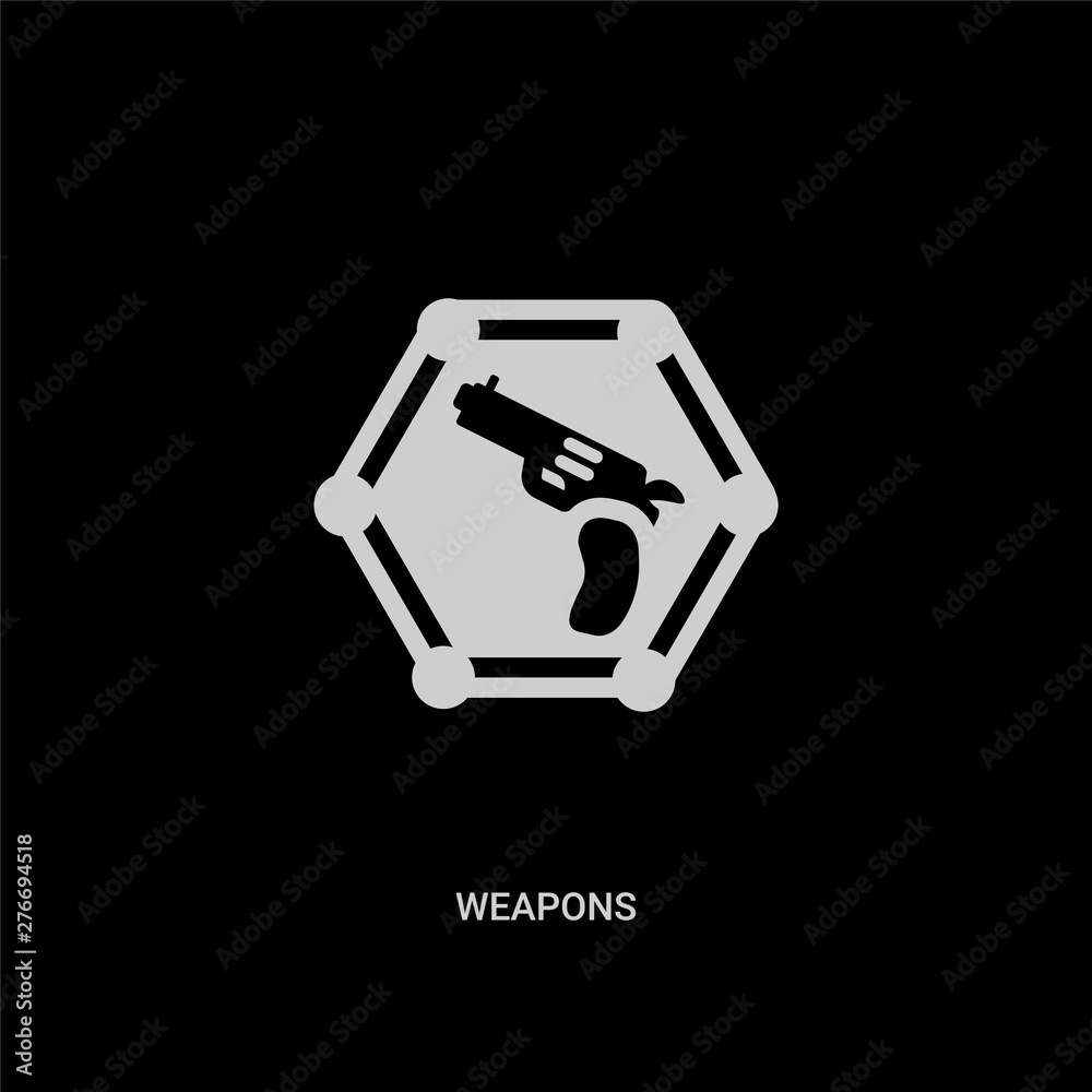 white weapons vector icon on black background. modern flat weapons from signs concept vector sign symbol can be use for web, mobile and logo.