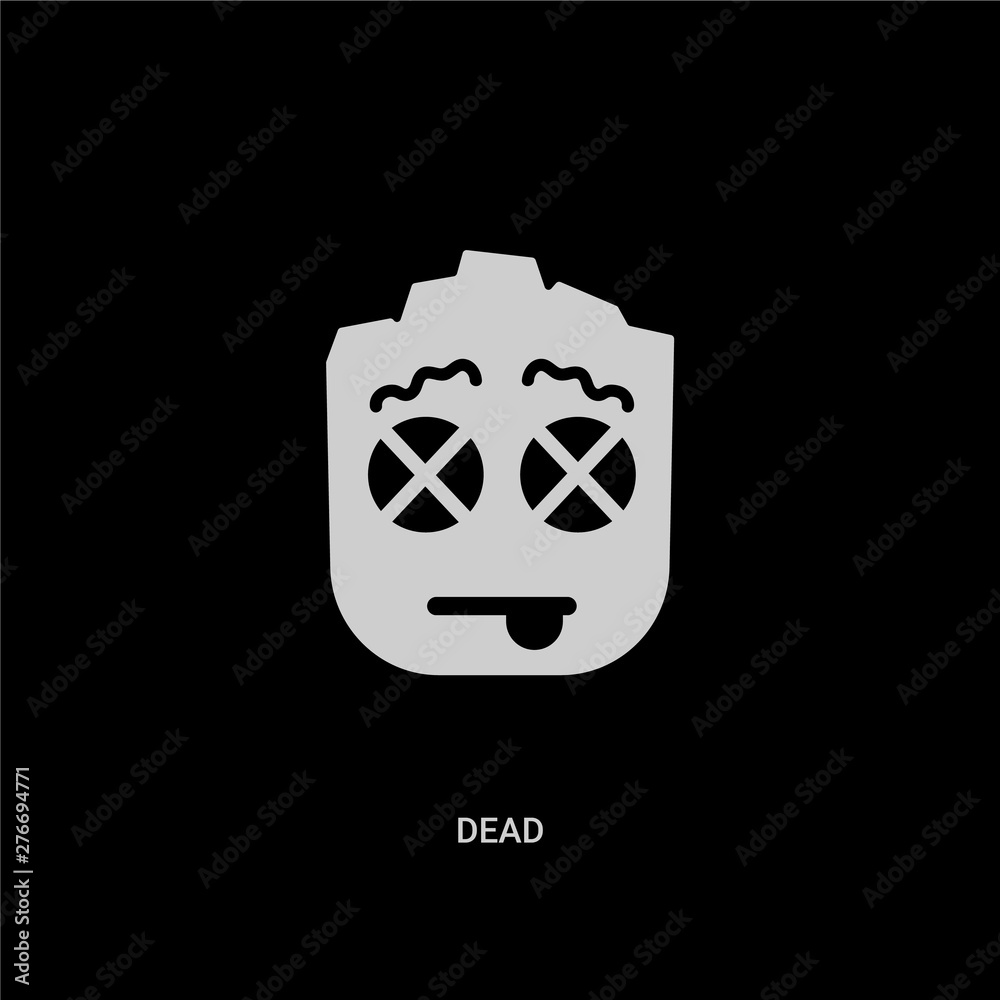 white dead vector icon on black background. modern flat dead from ...
