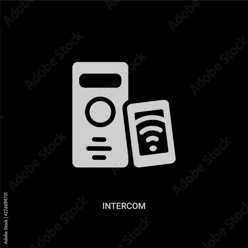 white intercom vector icon on black background. modern flat intercom from smart home concept vector sign symbol can be use for web, mobile and logo.