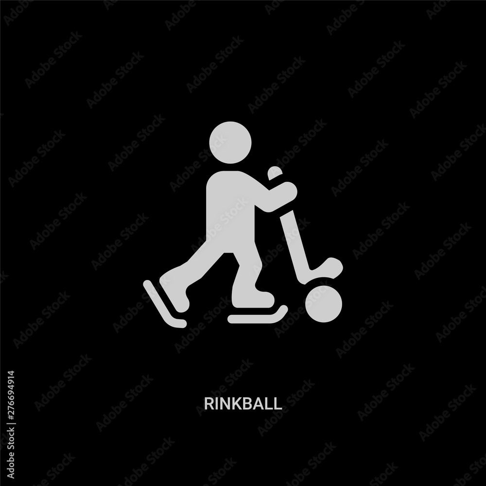 white rinkball vector icon on black background. modern flat rinkball from sport concept vector sign symbol can be use for web, mobile and logo. white rinkball vector icon on black background. modern flat rinkball from sport concept vector sign symbol can be use for web, mobile and logo.