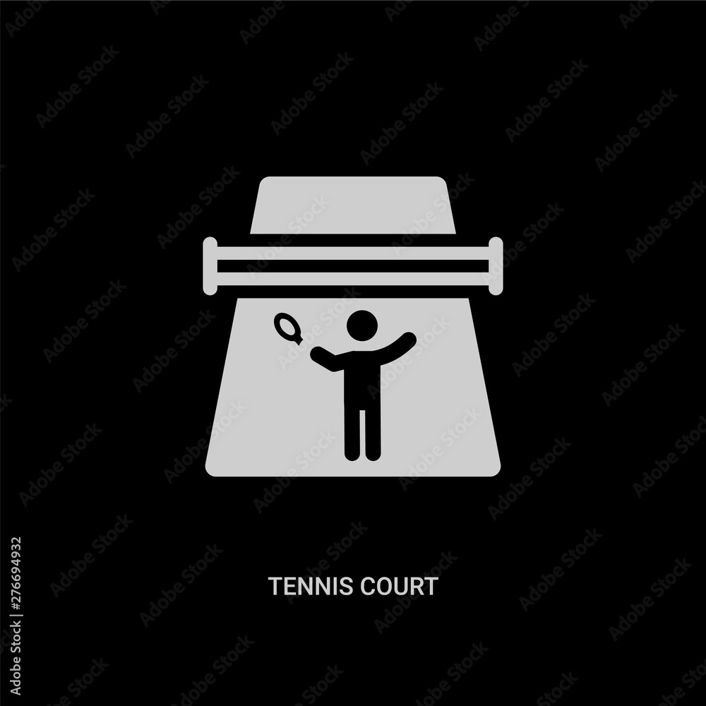 white tennis court vector icon on black background. modern flat tennis court from sport concept vector sign symbol can be use for web, mobile and logo. white tennis court vector icon on black background. modern flat tennis court from sport concept vector sign symbol can be use for web, mobile and logo.
