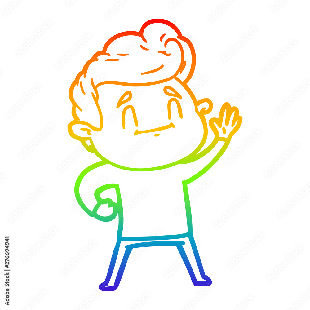 rainbow gradient line drawing happy cartoon man rainbow gradient line drawing happy cartoon man