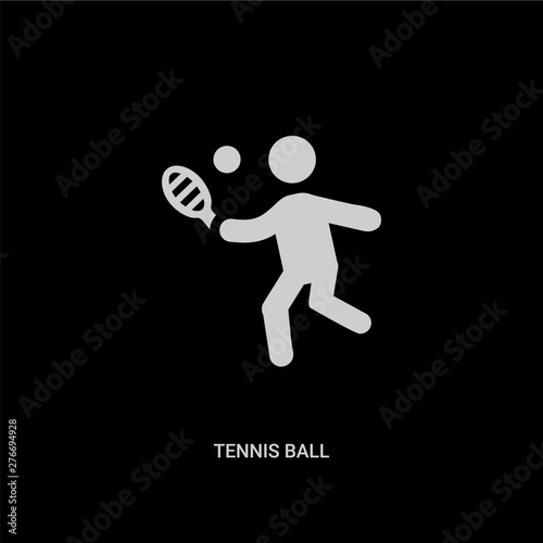 white tennis ball vector icon on black background. modern flat tennis ball from sport concept vector sign symbol can be use for web, mobile and logo.