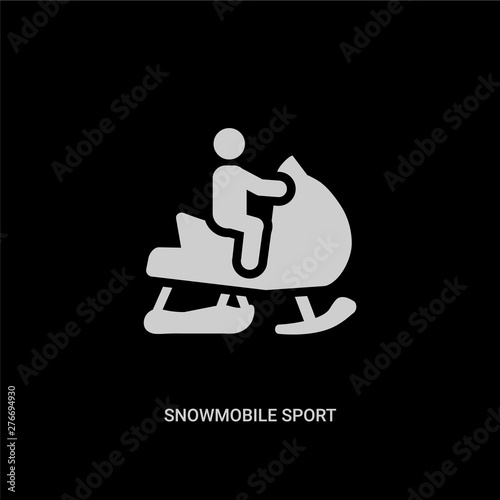 white snowmobile sport vector icon on black background. modern flat snowmobile sport from sport concept vector sign symbol can be use for web, mobile and logo.