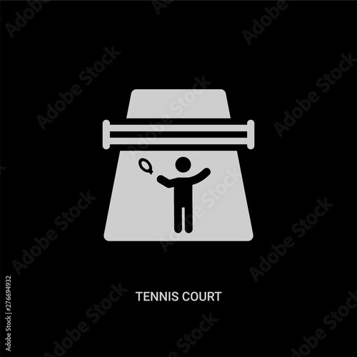 white tennis court vector icon on black background. modern flat tennis court from sport concept vector sign symbol can be use for web, mobile and logo.