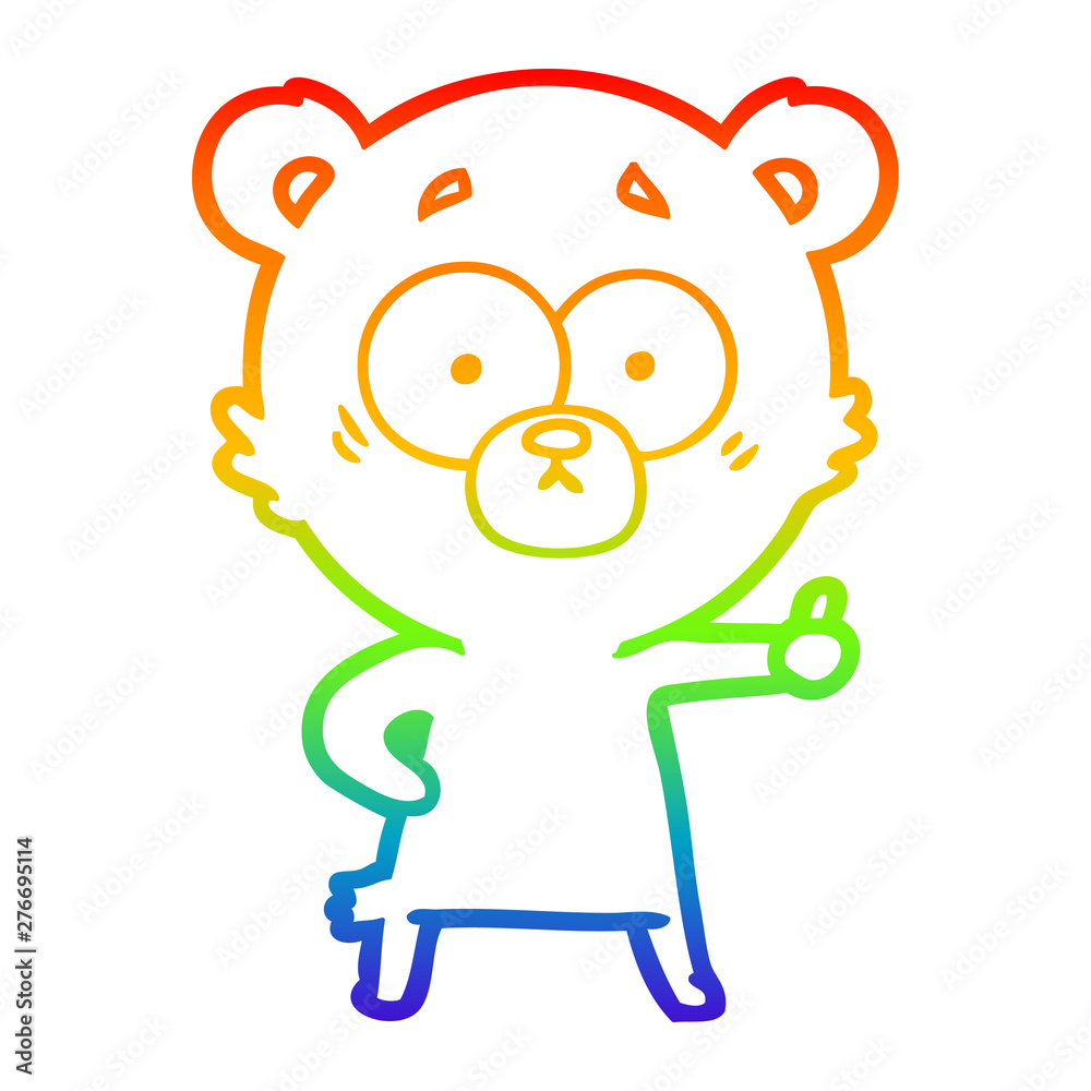rainbow gradient line drawing nervous polar bear cartoon rainbow gradient line drawing nervous polar bear cartoon