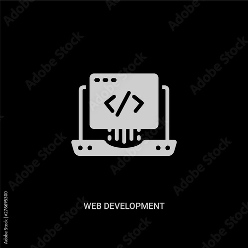 white web development vector icon on black background. modern flat web development from startup stategy and concept vector sign symbol can be use for web, mobile and logo.