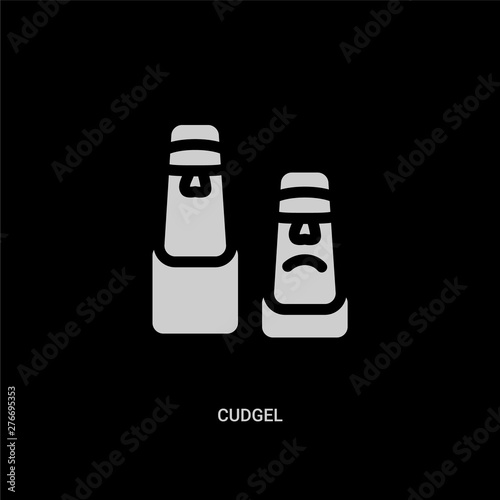 white cudgel vector icon on black background. modern flat cudgel from stone age concept vector sign symbol can be use for web, mobile and logo.