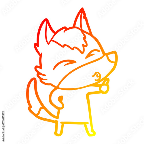 warm gradient line drawing cartoon wolf pouting