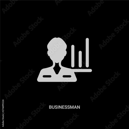 Fototapeta Naklejka Na Ścianę i Meble -  white businessman vector icon on black background. modern flat businessman from strategy concept vector sign symbol can be use for web, mobile and logo.