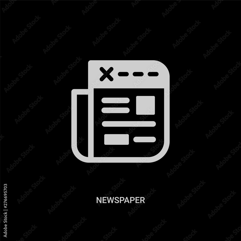 white newspaper vector icon on black background. modern flat newspaper from strategy concept vector sign symbol can be use for web, mobile and logo.